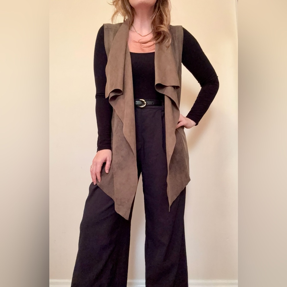 Olive Green/Brown Suede Vest